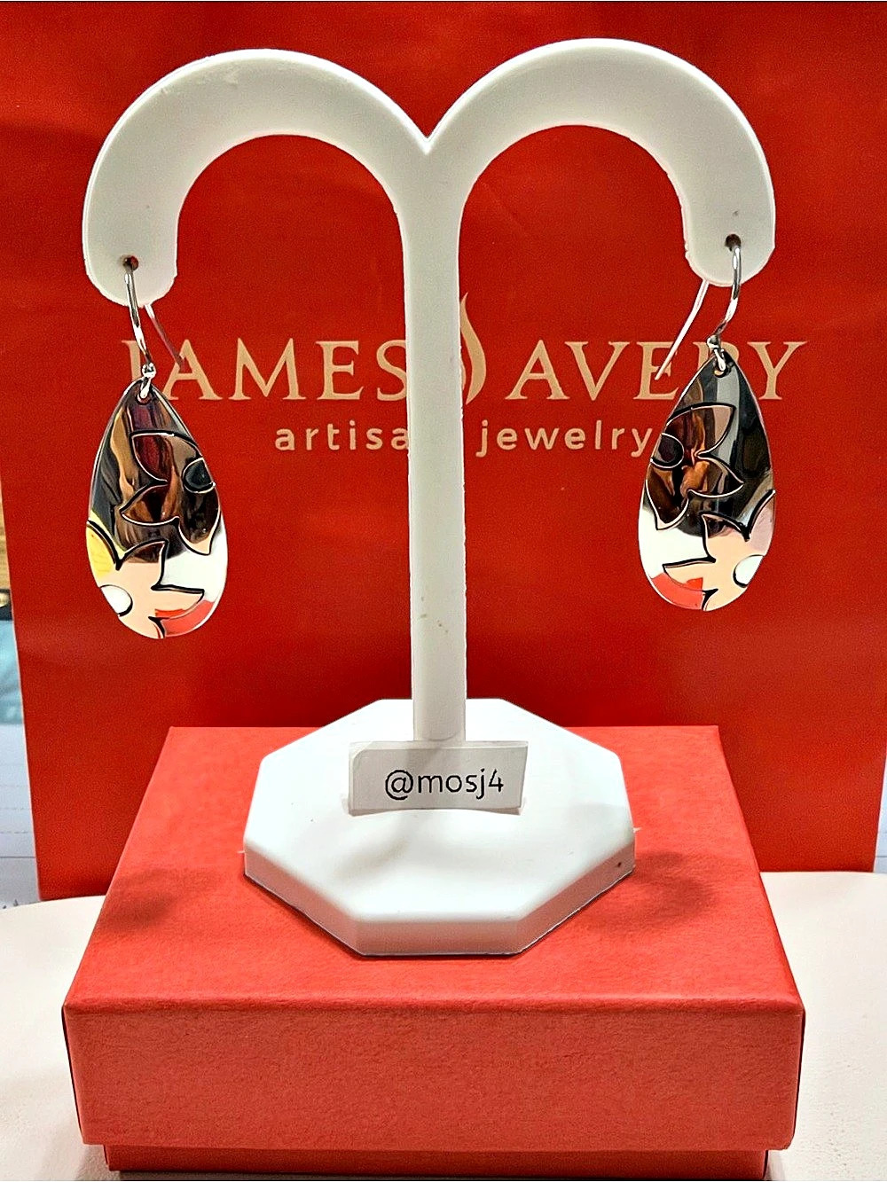 Retired James Avery Floating Flowers Hook Earrings Silver & Copper